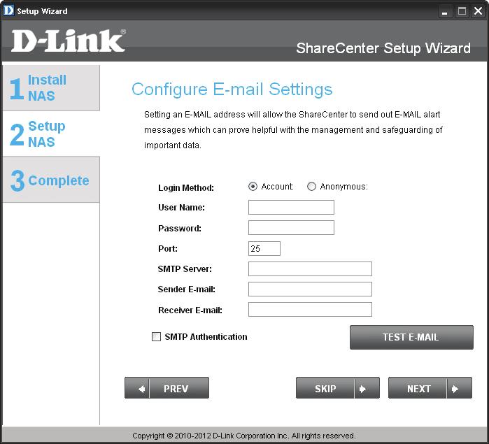 Section 3 - Installation E-mail Settings and Volume Information Step 17 - Configure an e-mail service