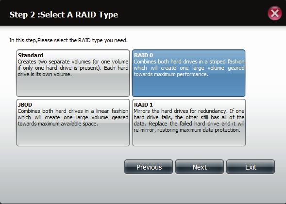 RAID 0 View your current disk information.