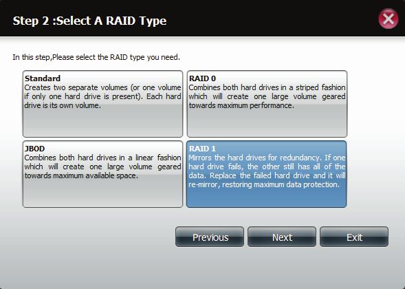 RAID 1 View your current disk information.