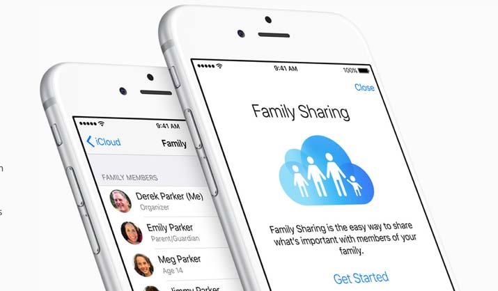 Family Sharing Six family members can share itunes, ibooks, and App Store