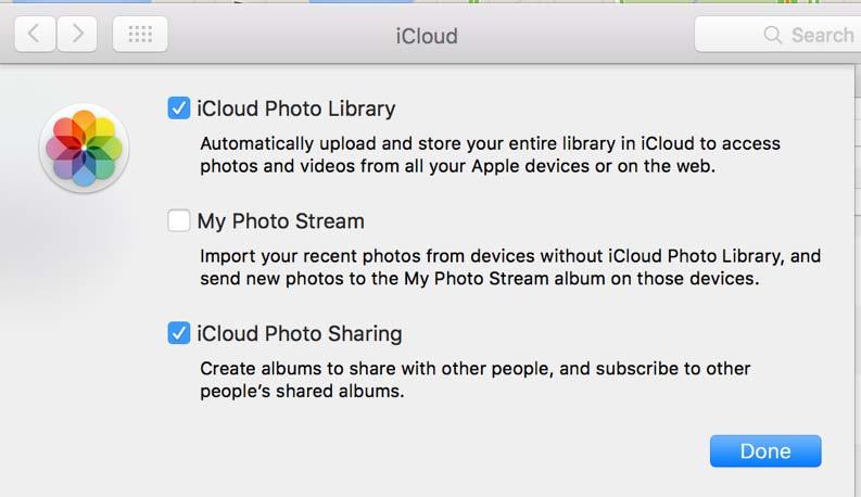 In Photos, click on Preferences and enable icloud Photo Library
