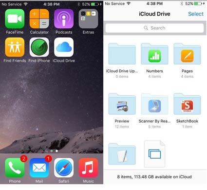 How do I access my files in icloud Drive?
