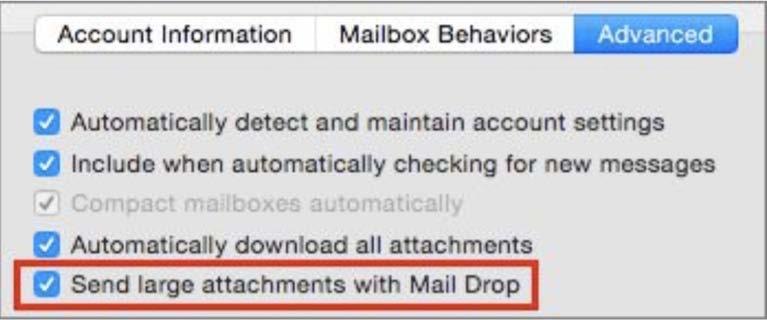 Mail Drop works with all email accounts, Gmail, Yahoo, Hotmail, AOL, etc. - but you must turn it on.