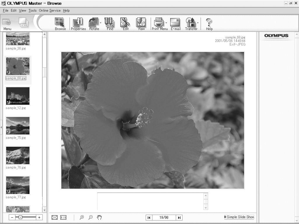 Printing pictures The camera switches to view mode and the picture is enlarged. To return to the main menu, click Menu in the Browse Images window.