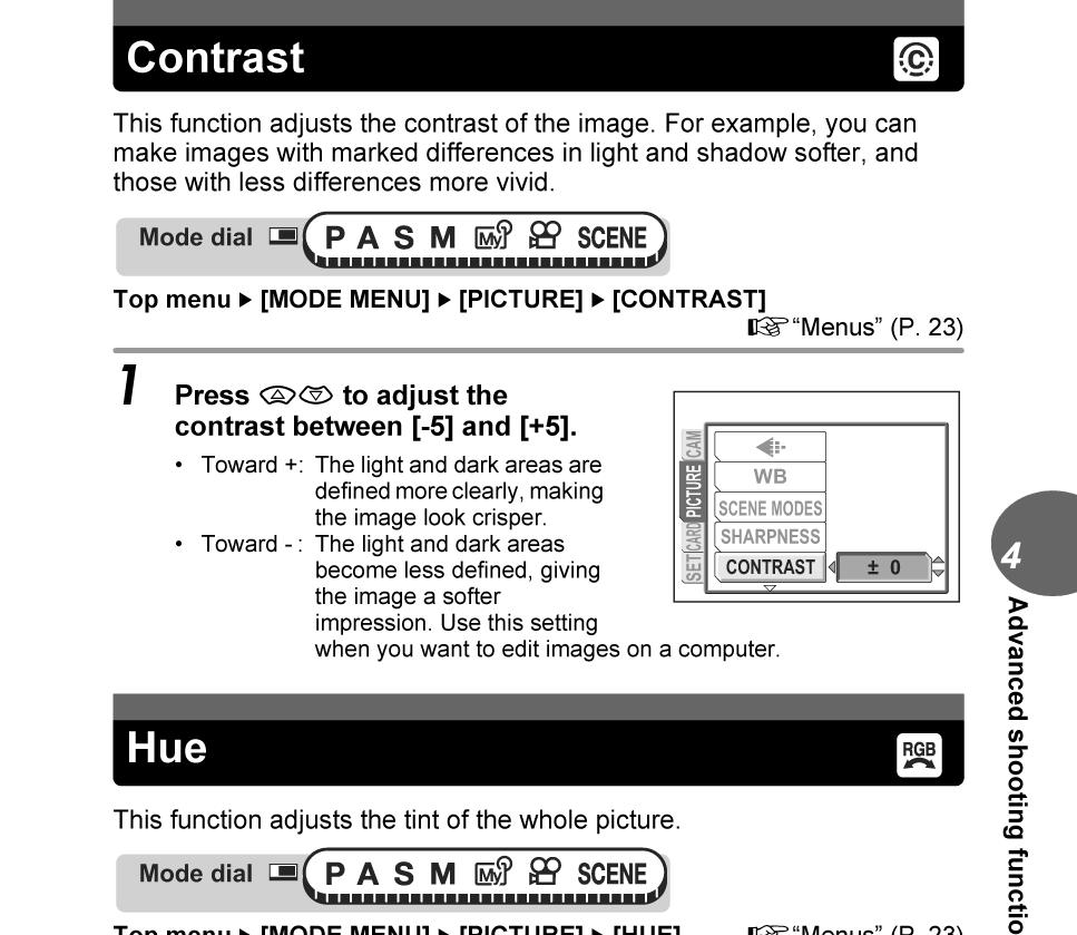 How to use this manual (Indications used in this manual A sample page is shown below to explain how to read the instructions in this manual. Look at it carefully before taking or viewing pictures.