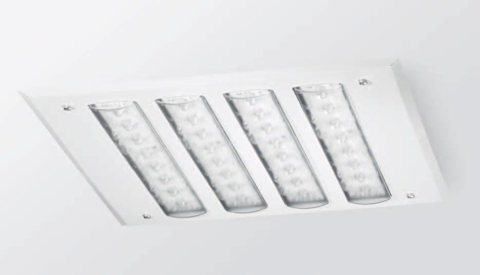 Quadruple-module functional lighting recessed light Housing with 5.00 m cable The recessed ceiling LED luminaire guarantees a wide and extremely homogenous light distribution on large surfaces.