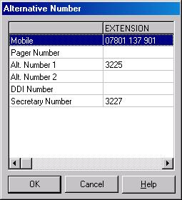 Alternative number searching To search for an alternative number for a directory entry Select the person