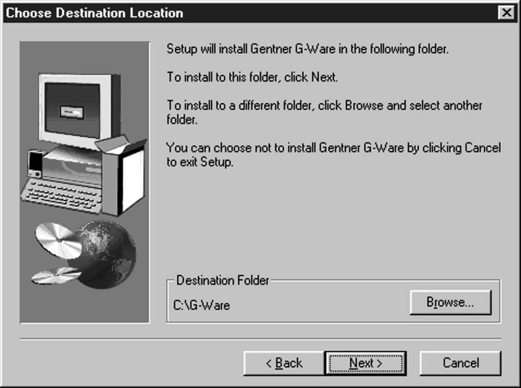 18 Installation Procedure To select an alternate destination directory, click Browse and use the Choose Directory window to find the desired location. Click OK to return to the previous window.