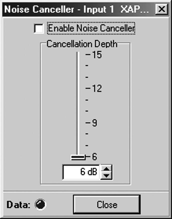 G-WARE SOFTWARE NOISE CANCELLER 39 AEC opens the Acoustic Echo Canceller window. To enable the acoustic echo canceller, click Enabled, then select the PA Adapt/AEC Reference output you wish to use.