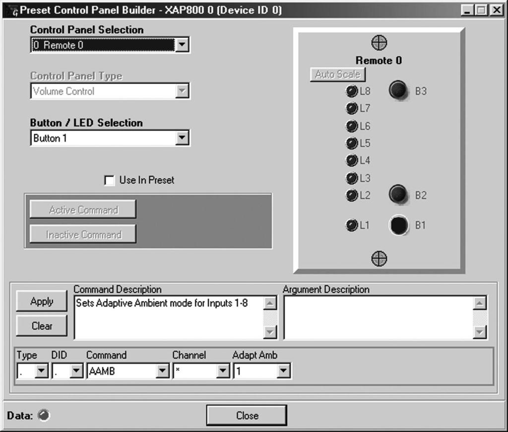 ADVANCED OPERATION CONTROL PANEL BUILDER 61 Control Panel Builder The Control Panel Builder window is for configuring the optional Gentner Control Panel.