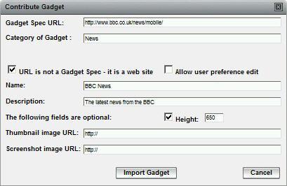 Using Gadgets 25 Note that you can then also do the following: Select a checkbox to allow user preference edit (if the feature is enabled by the administrator).