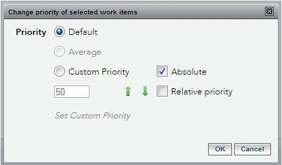 Work Views Gadget 39 Note: To change the priority of a work item, you must log in as a user that has a privilege with one or all of the following system actions assigned to it.