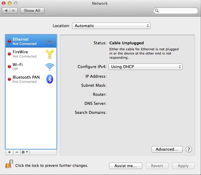 Mac 1. Click the "System Preferences" icon on Dock. The System Preferences window appears. 2. Click the "Network" icon. The Network window appears. 3. Click "Ethernet.