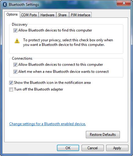 Open the Windows Start menu, and type Bluetooth in the Search box. 2. Click Change Bluetooth settings. 3.