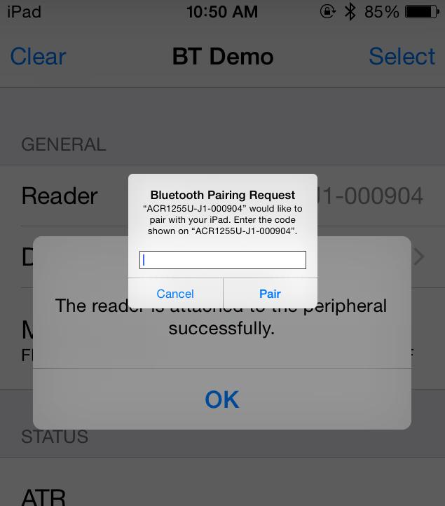 6. A bluetooth pairing request message will