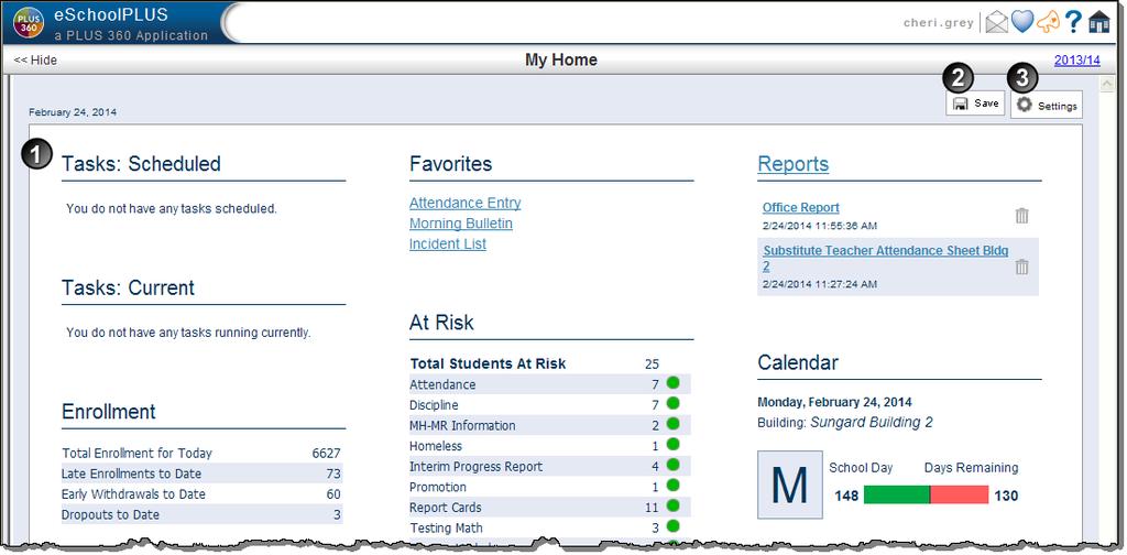 System Features The following features have been added as system features for eschoolplus: Improved eschoolplus's My Home Page Improved Appearance of eschoolplus's User Interface Added Option to