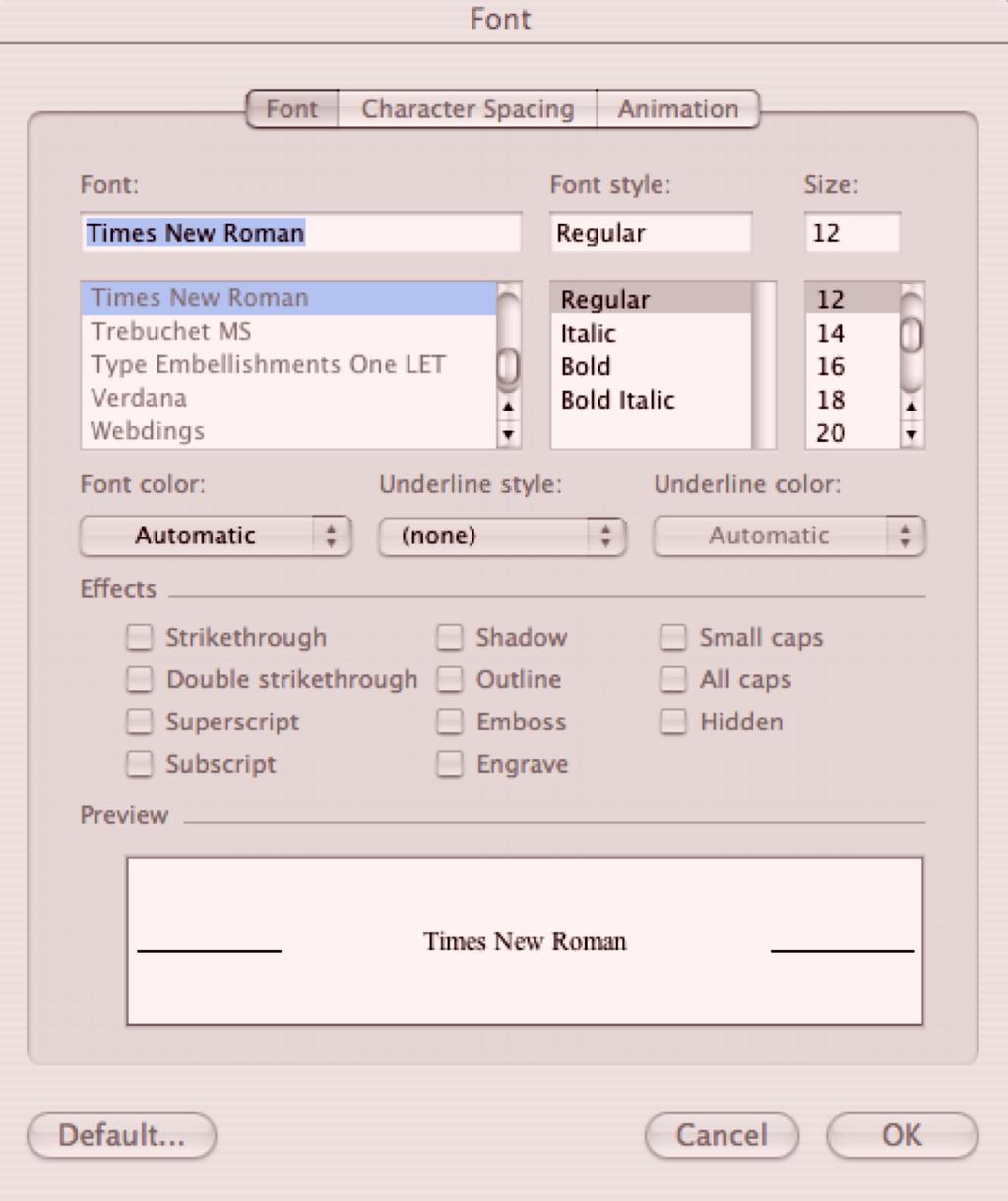 2.2.2 To Change the Size of Your Font 1. Click on Format located on your toolbar. A drop-down menu appears. 2. Select Font.