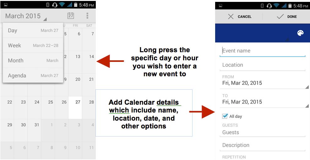 Calendar The calendar helps keep track of your