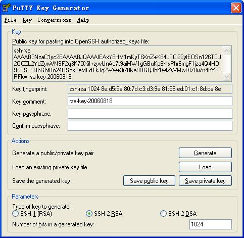 Figure 38 Generate a client key pair 3) Likewise, to save the private key, click Save private key.