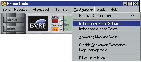 ACCESSING THE INDEPENDENT MODE CONFIGURATION AND MONITORING WINDOWS Setting up and monitoring the modem's Independent mode is performed through two different dialogue boxes: the Independent Mode