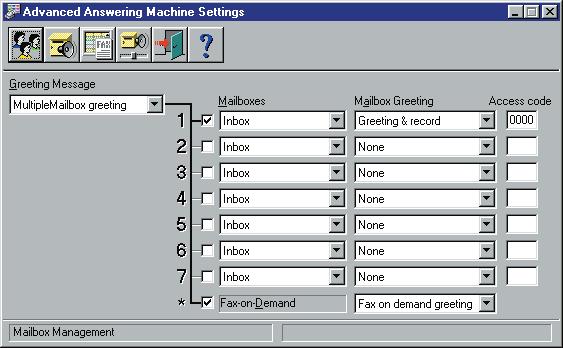 Advanced Answering Machine SETTING UP THE GREETING & RECORD MODE 1. From the Voice Mail module, click to activate the Greeting & Record mode. 2. Then click to display the Voice tab. 3.