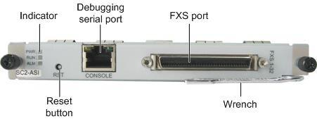 3 Product Architecture Board Panel and Functions ASI OSU An ASI board provides 32 Foreign Exchange Subscriber (FXS) ports.