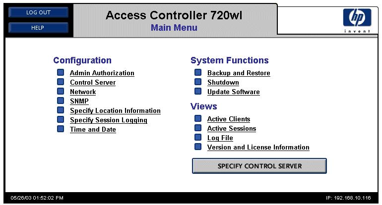 Access Controller 720wl Network Installation When you have successfully connected your browser to the Administrator Interface, the Administrator Login page appears (Figure 4-4). Figure 4-4.