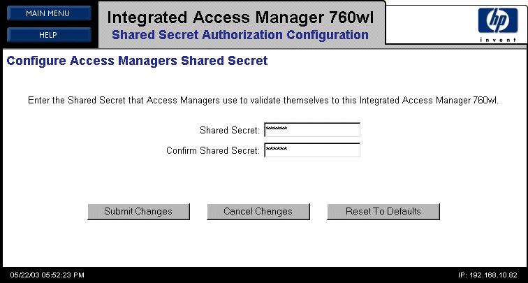 Integrated Access Manager 760wl Network Installation. Figure 5-8. Configure Access Controllers shared secret Step 11.