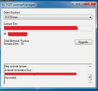 To continue, please choose TCIT Search in the Select Product scroll list, then fill in the License