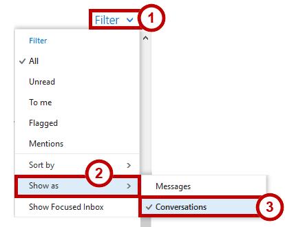 When a new mail message is added to the conversation thread, the conversation is updated with messages placed in chronological order.