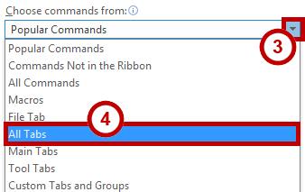 To add the Search tab: 1. Right-click any space not occupied by a button on the Ribbon. 2.