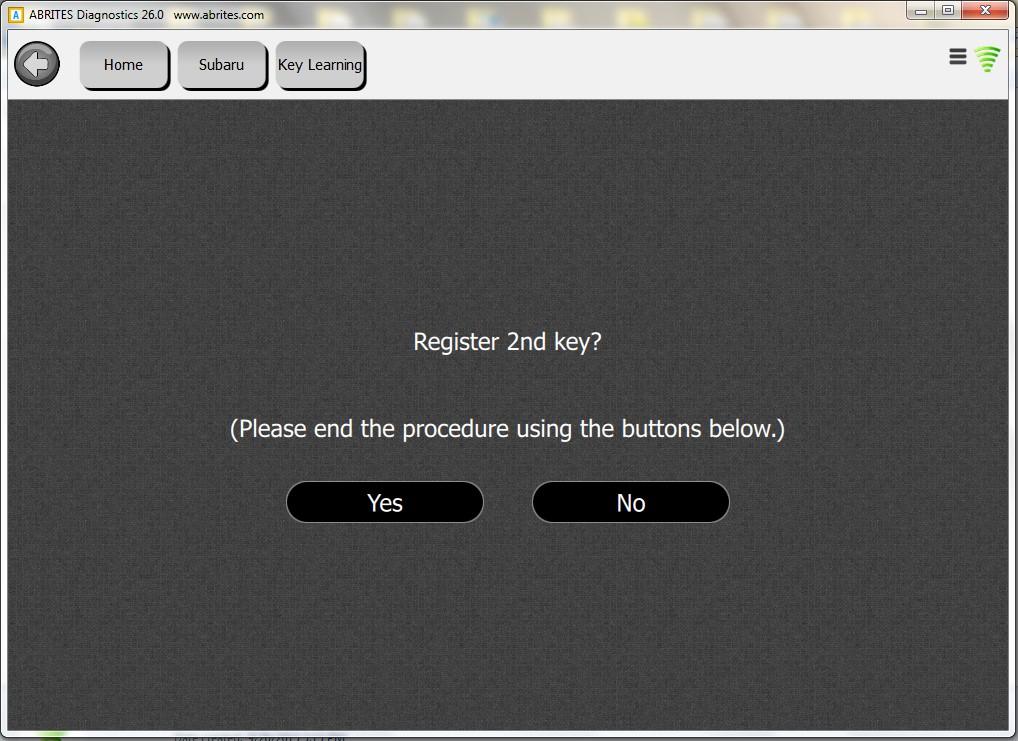 The software will then ask if you would like to register a second key: