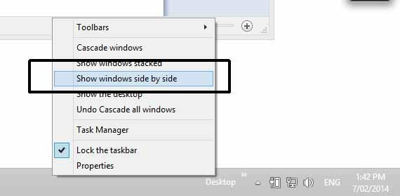Taskbar (this is the bar that is normally displayed across the bottom of the