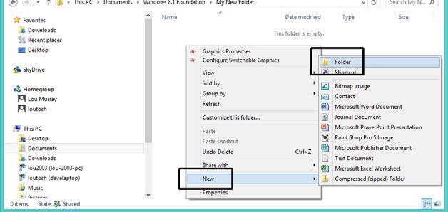 WINDOWS 8.1 FOUNDATION FOR BUSINESS USERS PAGE 79 Type in the name My Backups and press the Enter key.