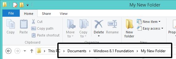 WINDOWS 8.1 FOUNDATION FOR BUSINESS USERS PAGE 80 TIP: Another way of creating folders is to use the New Folder button within the Ribbon.