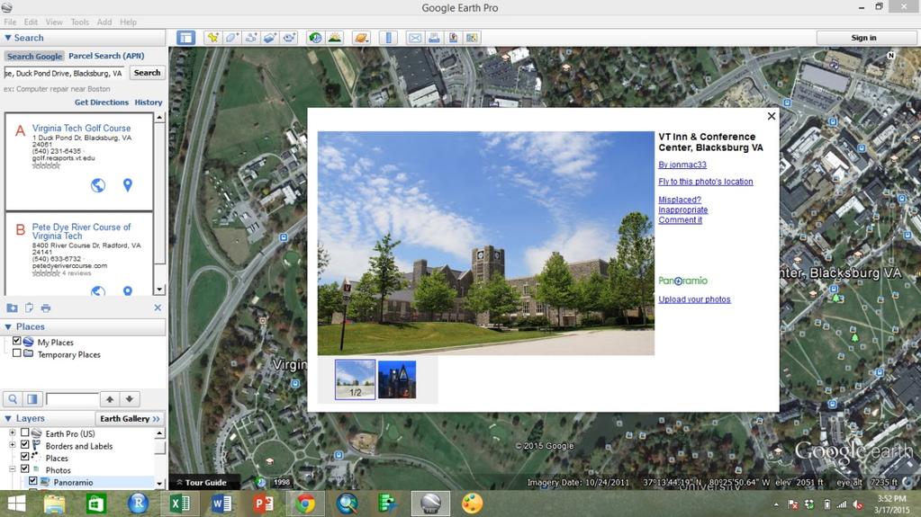 An information window similar to the previous one will appear, but this time with a photo associated with the location