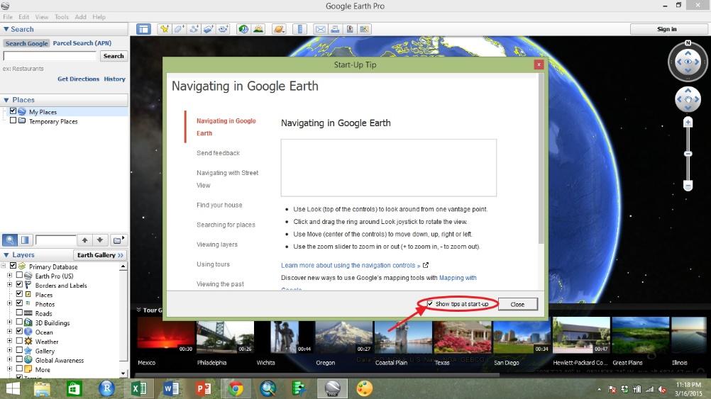 Opening Google Earth Pro and Configuring the Program Window Being by opening Google Earth Pro. Select the Google Earth Pro icon, or search in the start menu for Google Earth Pro.