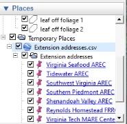 The geocoded places have been added to Temporary Places in the Places section of