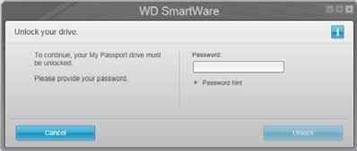 content gauge for your My Passport drive: To unlock the drive with WD SmartWare software: 1.