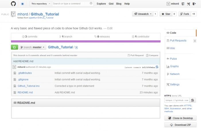 Visit the repository page again; you ll see that, since we pushed it back to GitHub, the README.