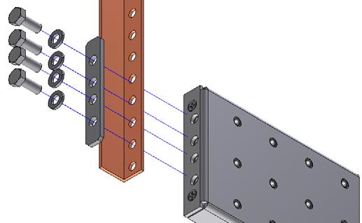 Figure 25: Face Plate Mounting Bolt Locations Holes in the faceplate for mounting on the rack. The holes are separated by 4U units 12.
