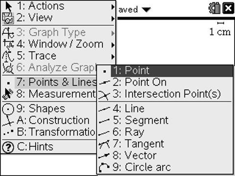 The Geometry Application 1. Start a new document, by pressing Home, New Document (Keystrokes: c 1). (Figure 1).