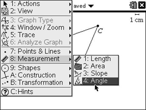 (Figure 8). Press the appropriate letter key, and then press to close the text box. Press the d key to deselect the Text tool. (Figure 9). Measuring the Three Interior Angles 1.