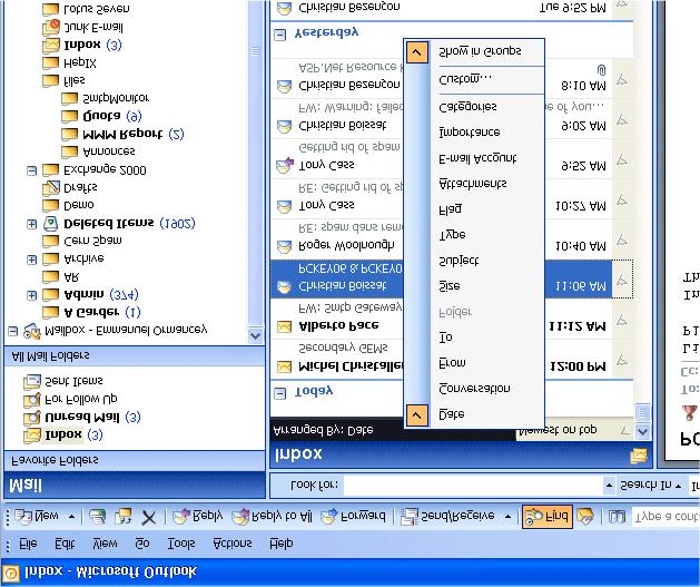 Mail List Customize view The mail list can be customized: Sort by a field: Click on the field name,