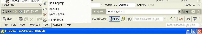 1.2.8. Spam Tools The Outlook 2003 CERN Add-in appends some items to the Tools menu bar and in a specific toolbar in Outlook 2003.