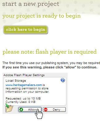 on your computer. If you see this warning, please click Allow to continue. At any time, you can view all of your projects from the my projects & templates tab.