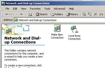 2. Once in the Network and Dial-up Connections window,