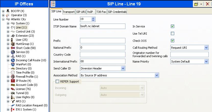 5.4. Administer SIP Line A SIP line is needed to establish the SIP connection between Avaya IP Office and the CenturyLink BroadWorks SIP Trunk service.