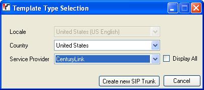3. Verify that United States is automatically populated for Country and CenturyLink is automatically populated for Service Provider