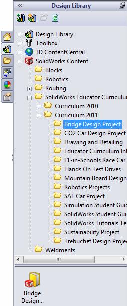 3 SolidWorks Content. Expand the SolidWorks Educator Curriculum folder. Expand the proper Curriculum <year> folder.